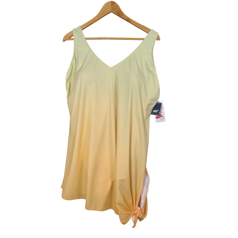 Lands' End Icy Mint/Orange Ombre Women's 18 One Piece SwimSuit Resort Wear